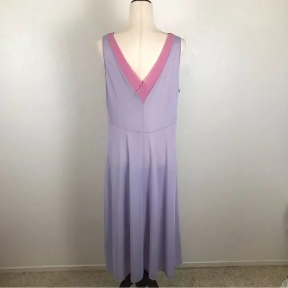 Vintage Vanity Fair lavender & mauve deep V neck & back Maxi slip dress XL* - Picture 4 of 6